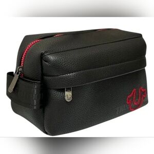 True Religion Black Toiletry Bag with Red Details